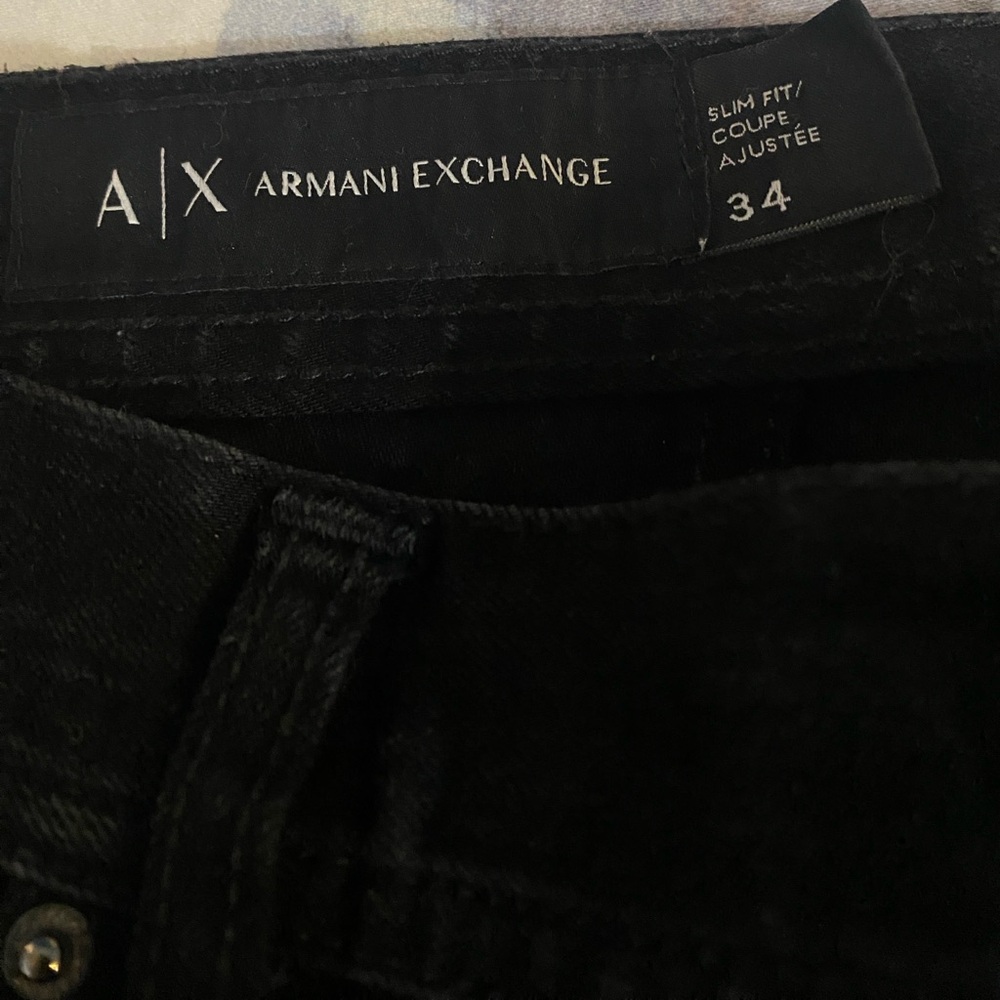 Armani Exchange Black Textured Leather Detail